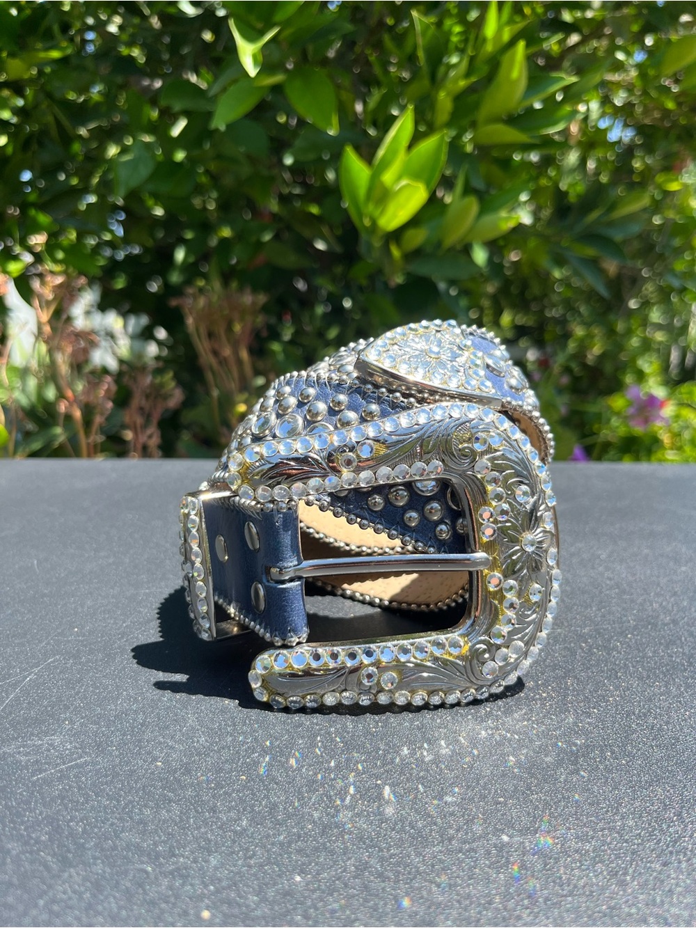 B.B. Simon Blue Rhinestone Belt
